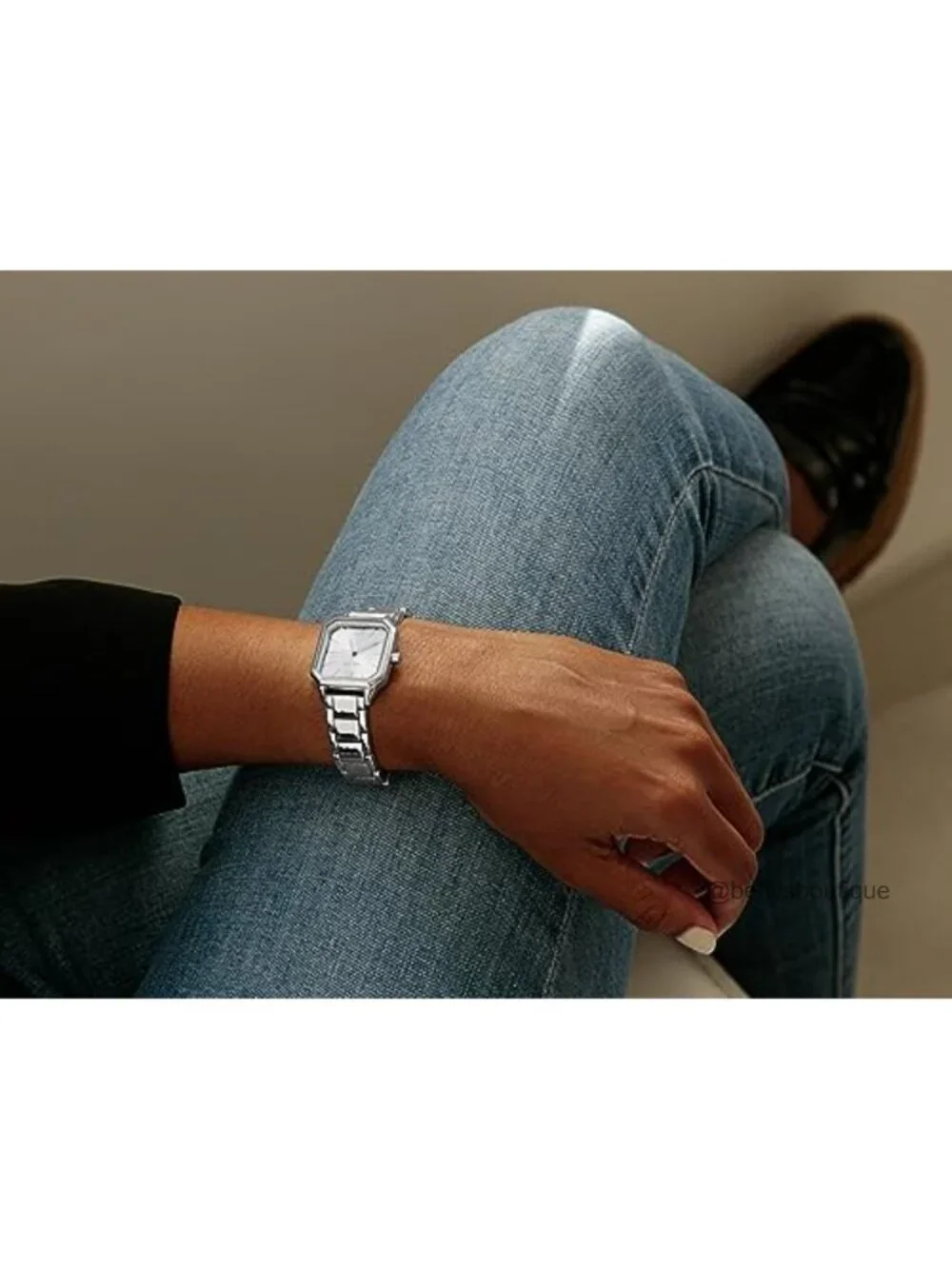 Women's Silver-Tone Adjustable Bracelet Watch with Mineral Crystal